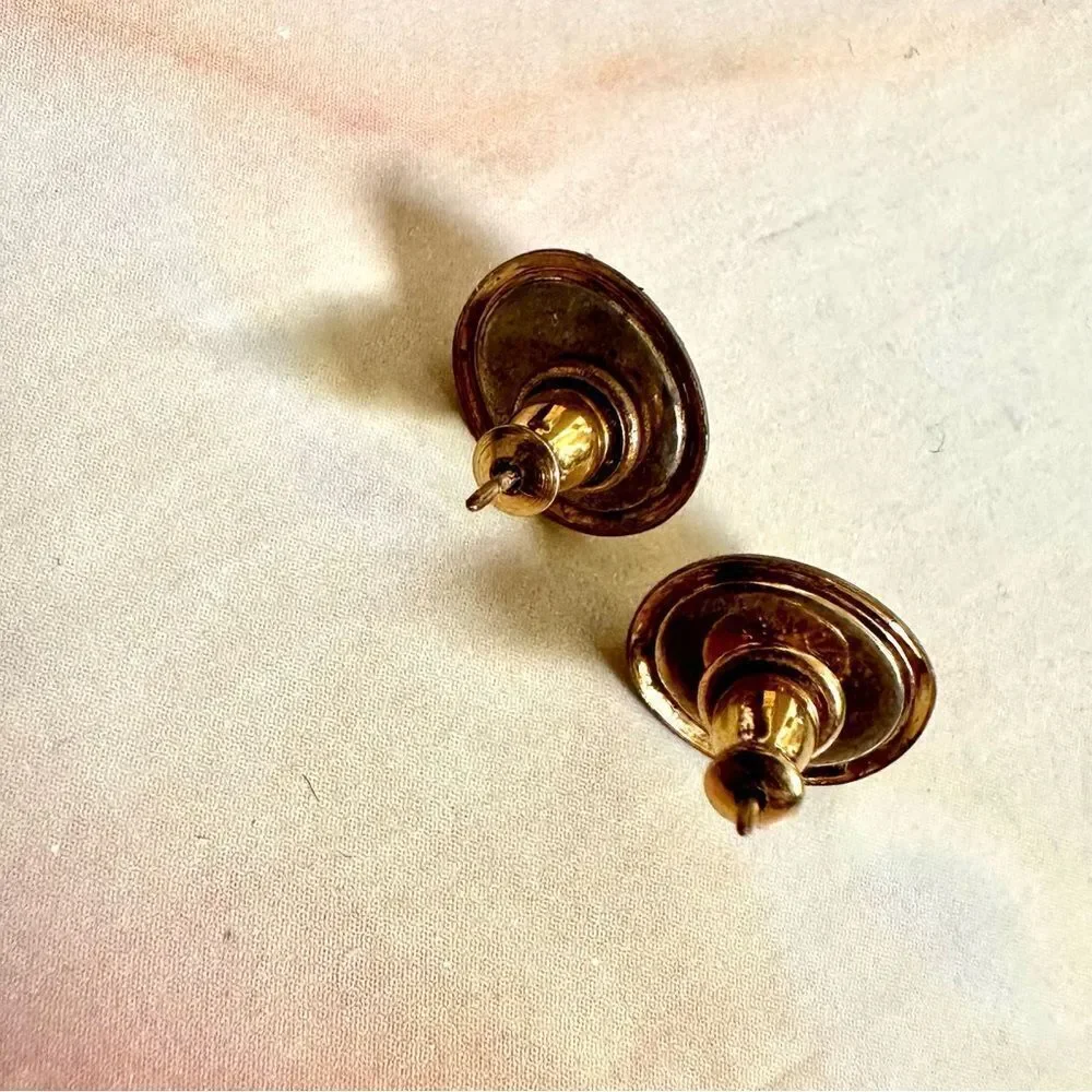 Gold tone faux pearl post earrings
